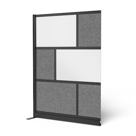 Luxor Workflow Modular Wall Room Divider System - Black Frame - 53" x 70" Add-On Wall with Whiteboard MW-5370-XWCGB